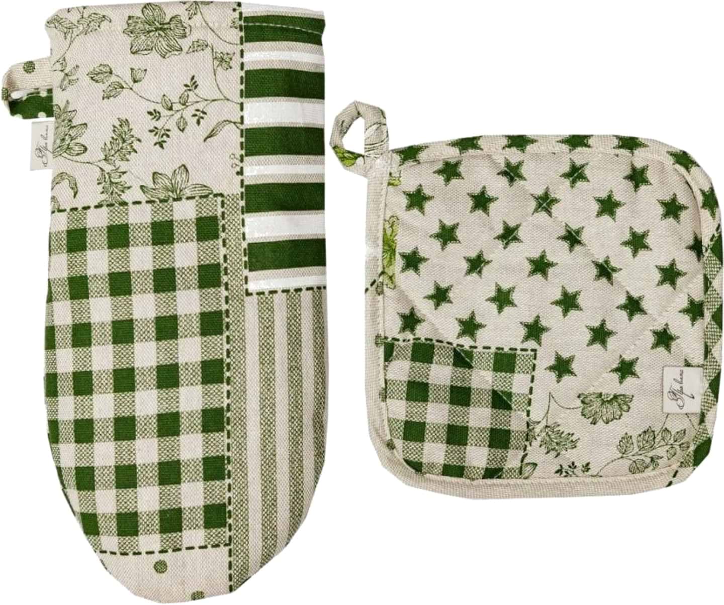 Набір прихваток Прованс Печворк зелений 32х20 см (034966)