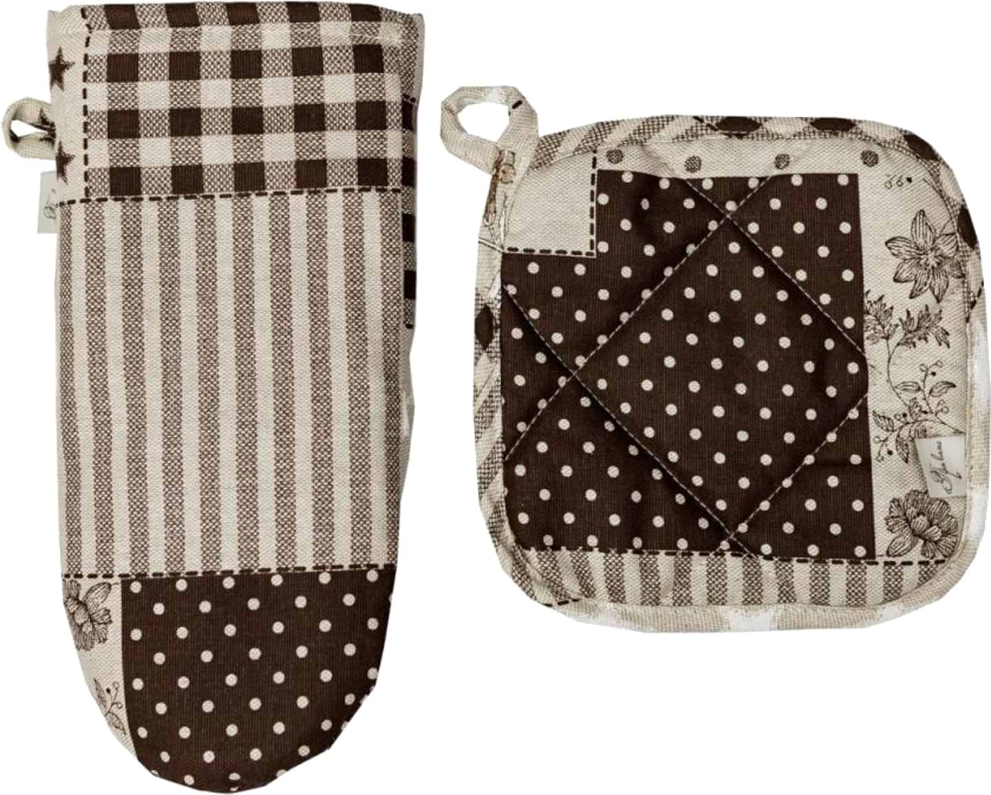 Набір прихваток Прованс Печворк коричнеий 32х20 см (034967)