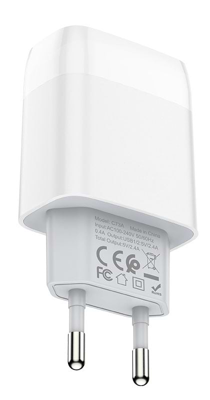 Фото - Мережевий зарядний пристрій HOCO C73A 12W White (6931474713063)
