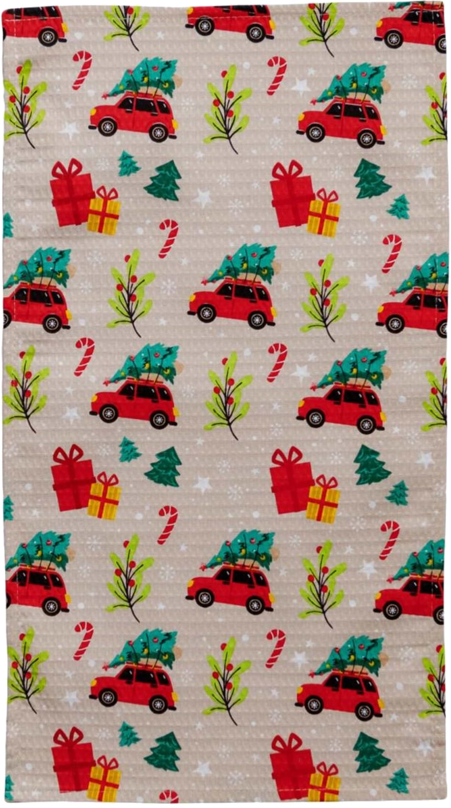 Рушник кухонний Прованс вафельний Різдвяний автомобіль 33х60 см (038624) - Фото 1