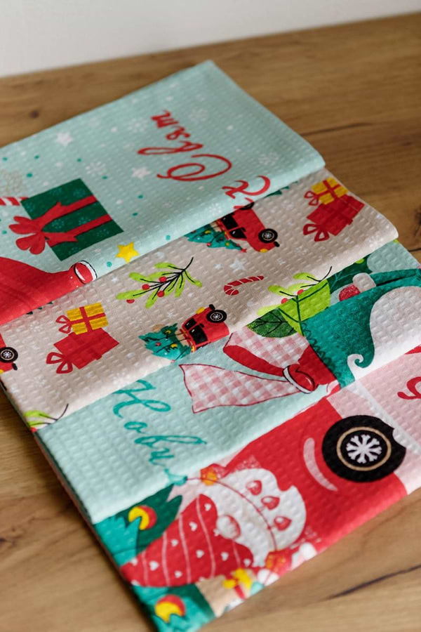 Фото - Полотенце кухонное Прованс вафельное Рождественский автомобиль 33х60 см (038624)