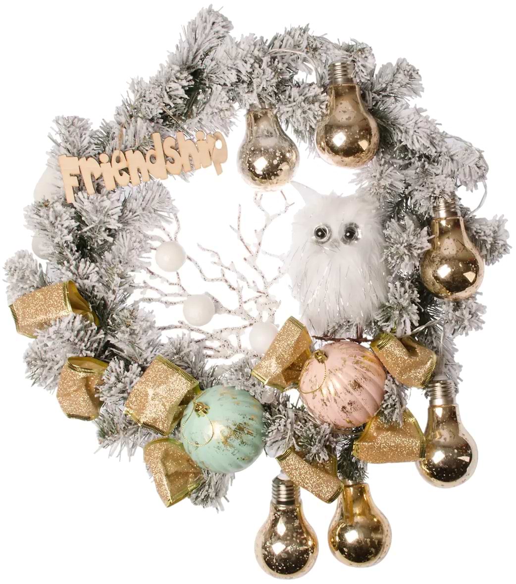 Вінок штучний YES! Fun з декором Совеня 35 см (904392)