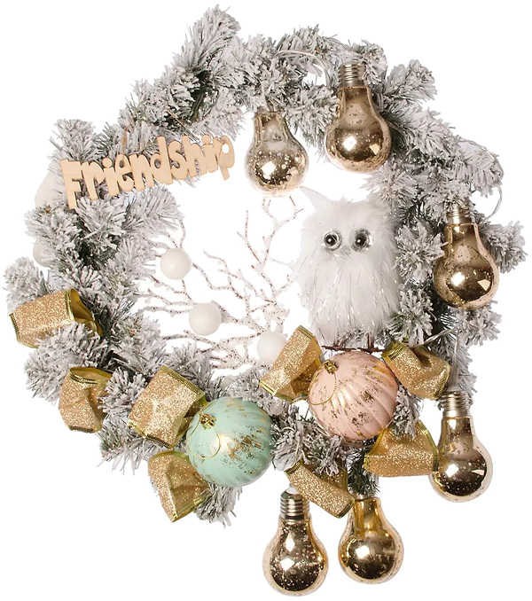 Фото - Венок искуственный YES! Fun с декором Совенок 35 см (904392) Фото - Венок искуственный YES! Fun с декором Совенок 35 см (904392)