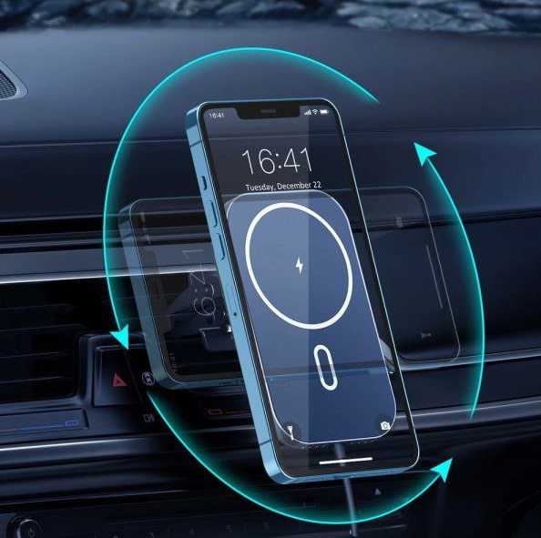 Фото - Автомобільний зарядний пристрій Choetech QI 15W MagSafe Black (T200-F-201BK)