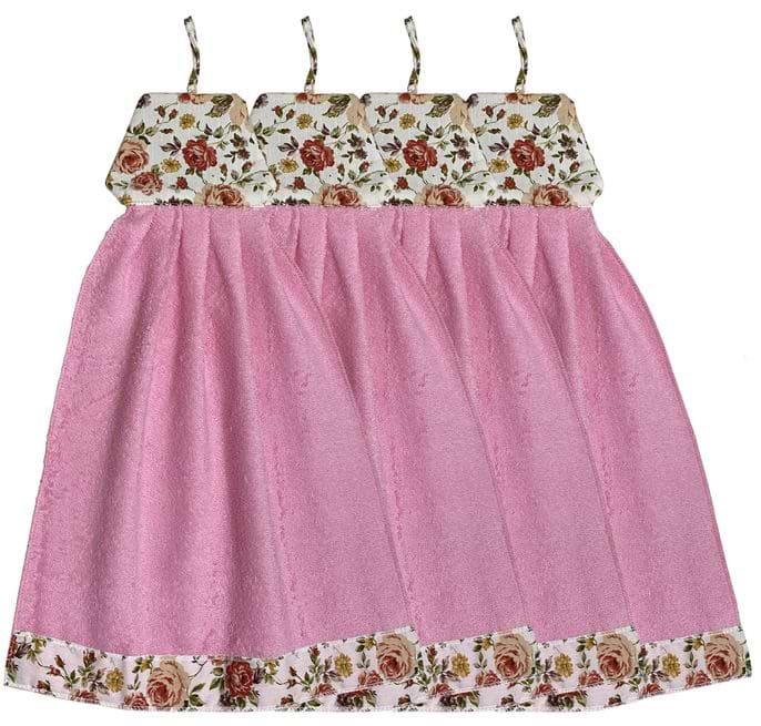 Набір рушників Zastelli 4 шт. Сукня з квітами для кухні 34x50 см Рожеві (21075)