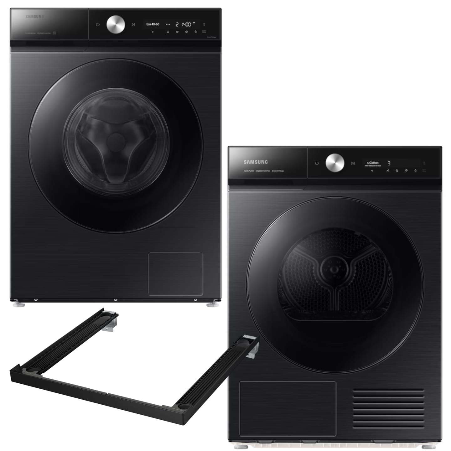 Комплект техники Samsung Стиральная машина с фронтальной загрузкой + Сушильная машина + Комплект креплений для установки в колонну Samsung WW11FB8B95GBUA + DV90BB9440GBUA + SKK-SSV