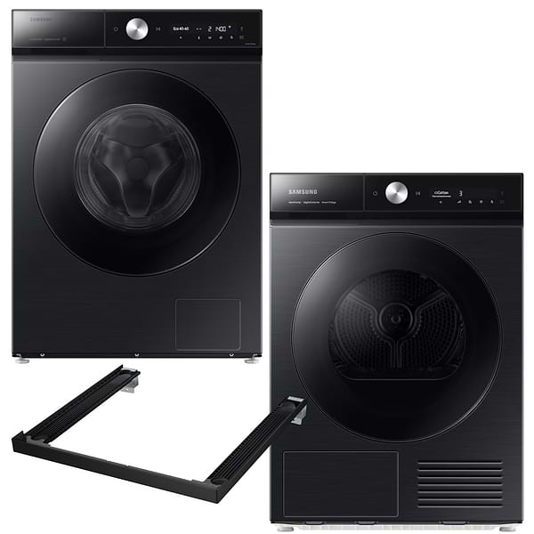 Фото - Комплект техники Samsung Стиральная машина с фронтальной загрузкой + Сушильная машина + Комплект креплений для установки в колонну Samsung WW11FB8B95GBUA + DV90BB9440GBUA + SKK-SSV