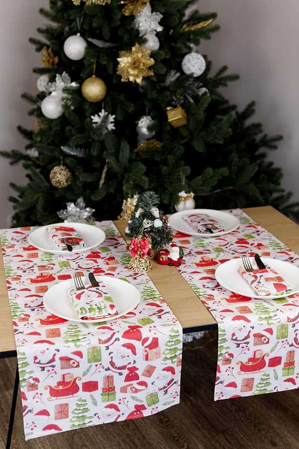 Фото - Скатертина раннер Прованс Санта на білому 40х140 см (035777)