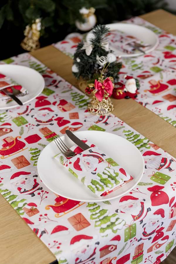 Фото - Скатертина раннер Прованс Санта на білому 40х140 см (035777)