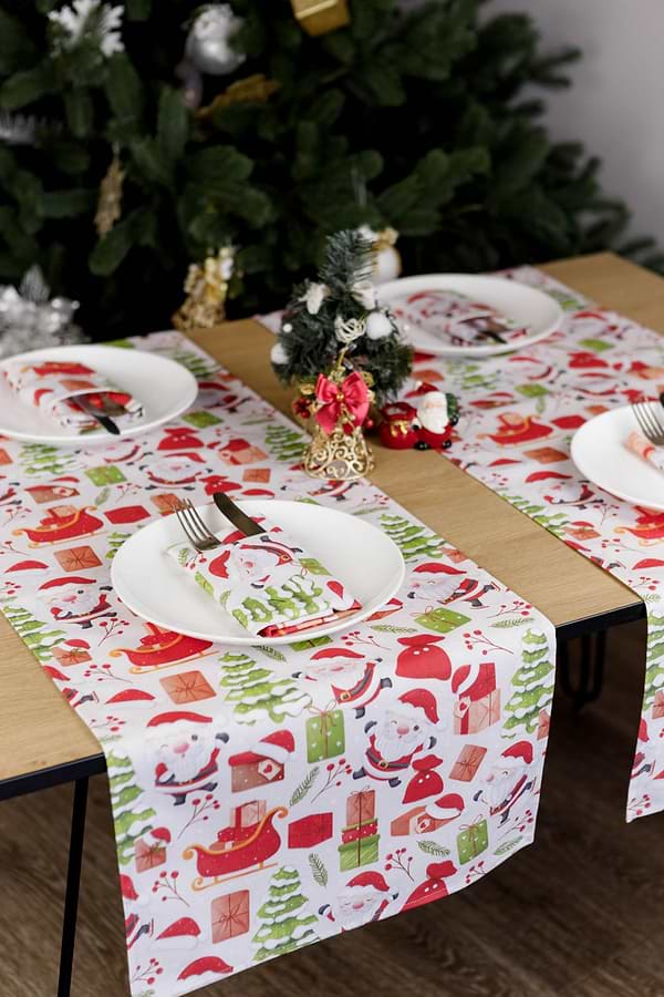 Фото - Скатертина раннер Прованс Санта на білому 40х140 см (035777)