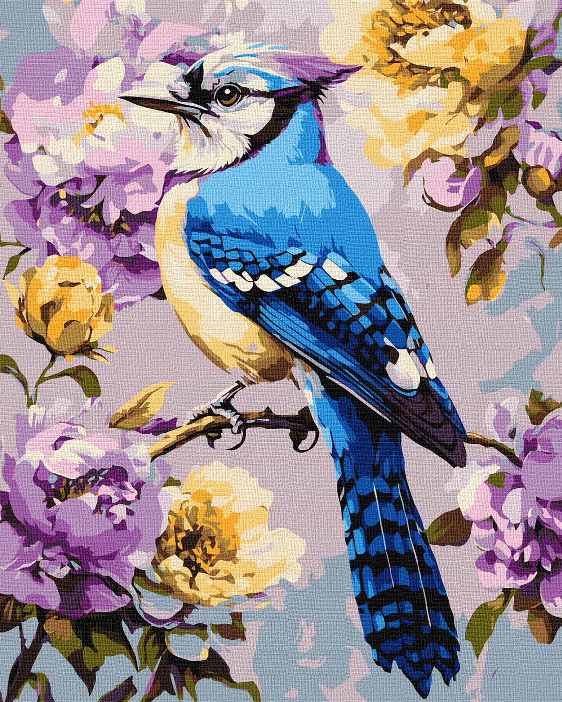 Картина по номерам Ideyka Сойка в пионах 40х50 см (KHO6711)