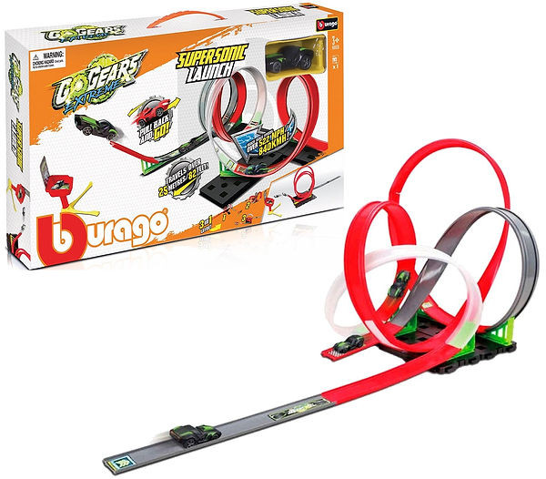 Фото - Ігровий набір Bburago GoGears Extreme «Надзвуковий запуск 3 в 1» (1 доріжка, 4 петлі, 1 інерц.машинка) (18-30533)