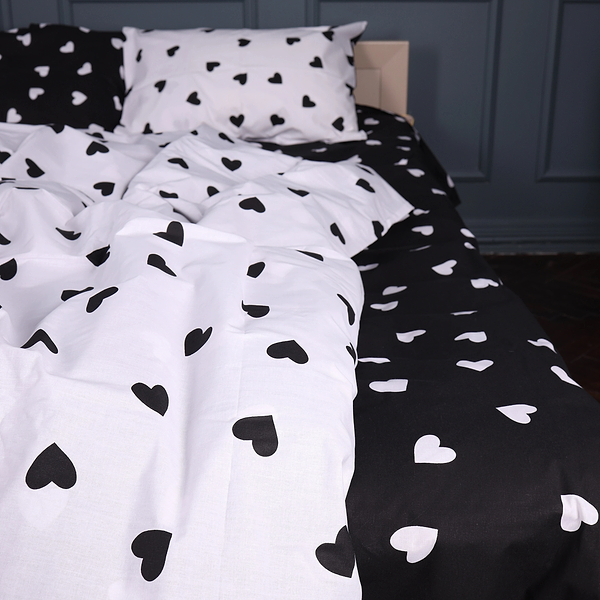 Фото - Простынь двуспальная MirSon Бязь Kids Time 17-0669 Black and White Love 70х190x10 см (2200010180411)