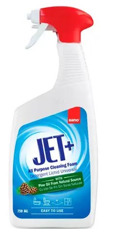 Фото - Чистящее средство универсальное Sano пена для чистки с сосновым маслом Jet+ 750 мл (7290102992904)