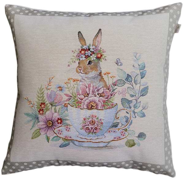 Фото - Подушка декоративна Прованс гобеленова Чарівність зайчихи 45х45 см (044282)