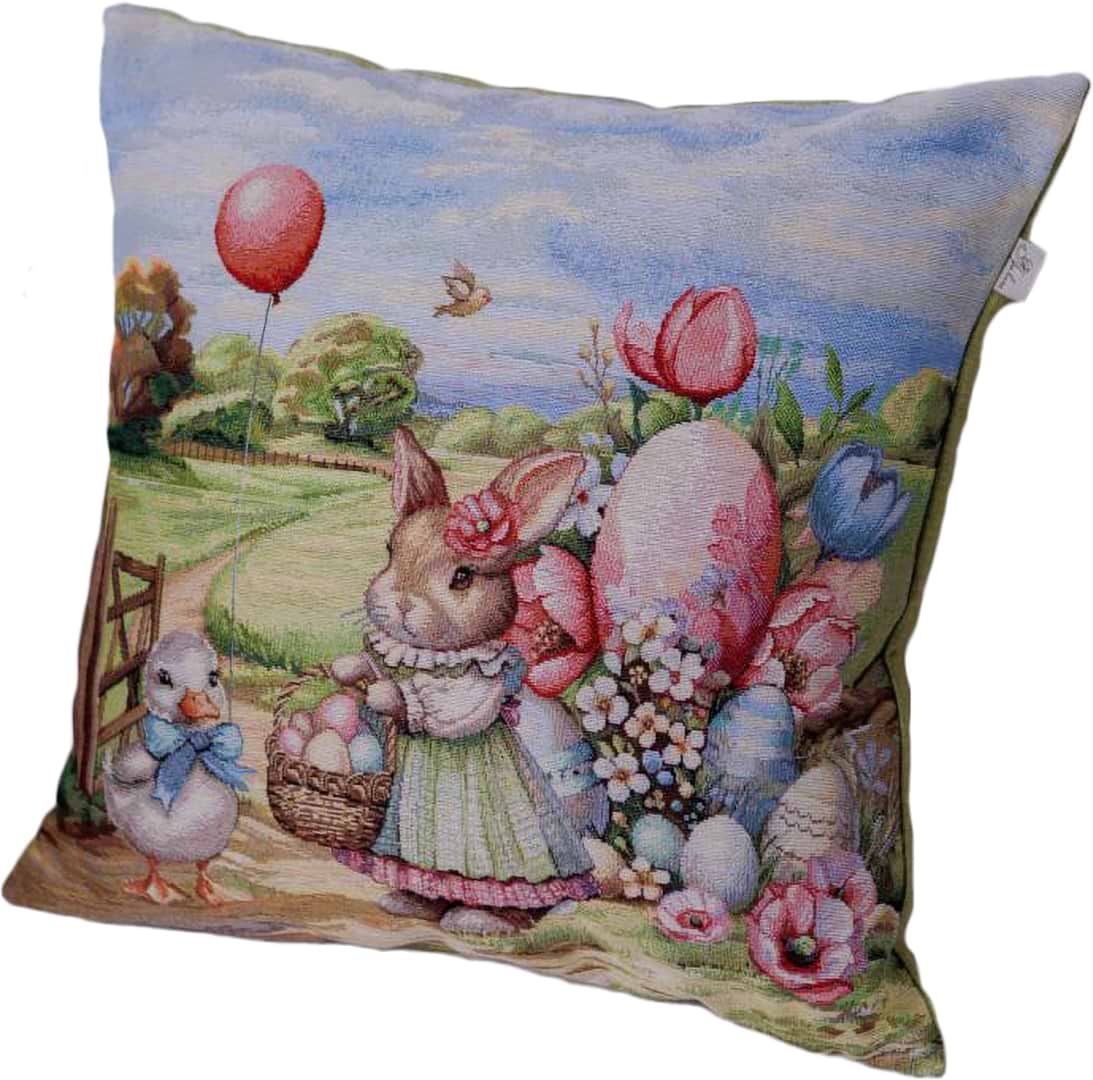 Наволочка Прованс Великодня гобеленова Настрій зайчиха з каченям 45х45 см (044324)