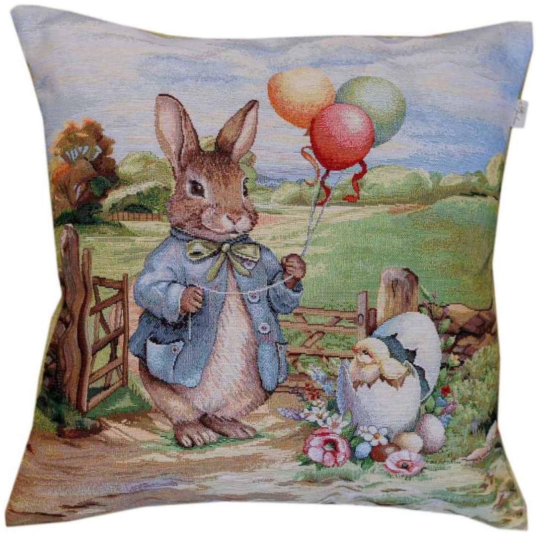 Подушка декоративна Прованс Великодня гобеленова Настрій заєць з кульками 45х45 см (044332)