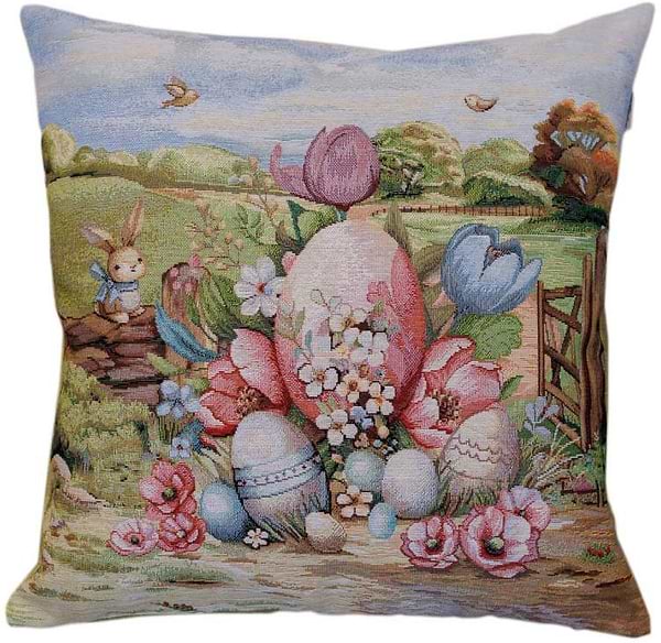 Фото - Подушка декоративна Прованс Великодня гобеленова Настрій яскраві писанки 45х45 см (044334)