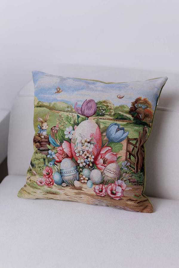 Фото - Подушка декоративна Прованс Великодня гобеленова Настрій яскраві писанки 45х45 см (044334)