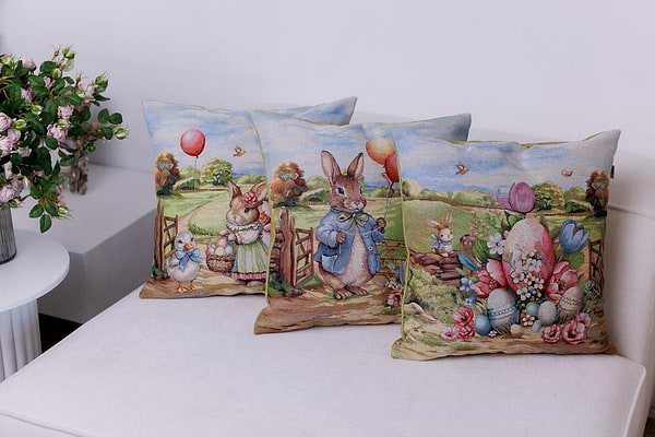 Фото - Подушка декоративна Прованс Великодня гобеленова Настрій яскраві писанки 45х45 см (044334)