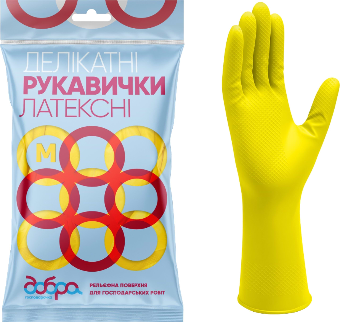 Рукавички латексні Добра господарочка делікатні розмір М (4820086521970) - Фото 1