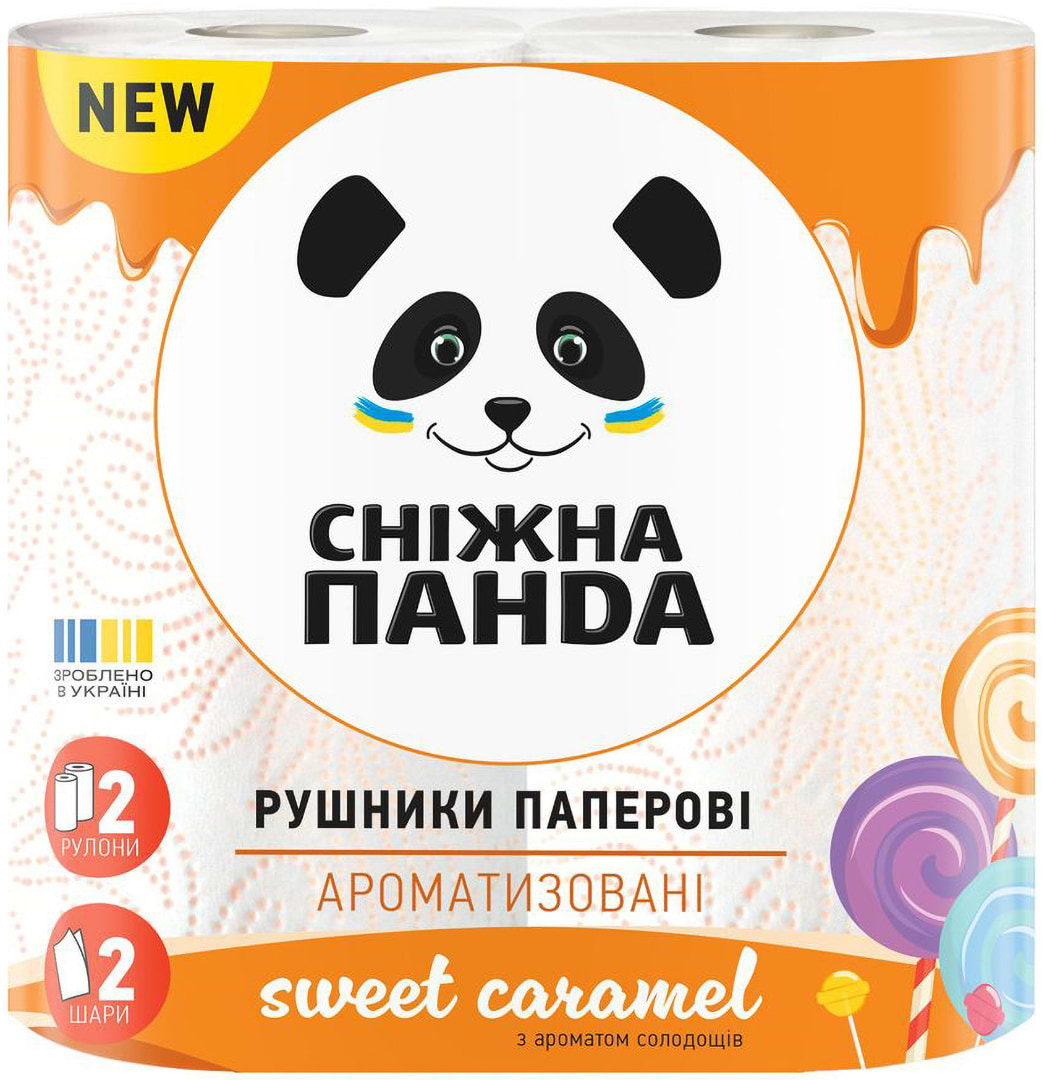 Полотенца бумажные Сніжна панда Мир Карамель, 2 слоя, 2 рулона (4820183973993)