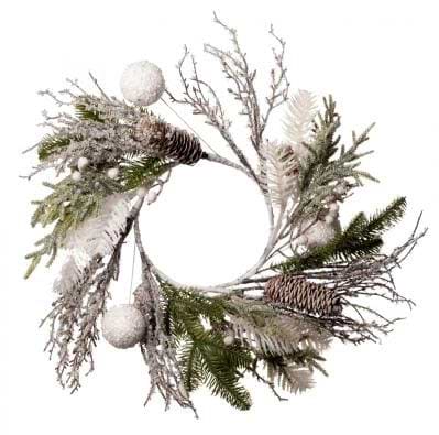 Вінок штучний YES! Fun з білими кулями 48 см (974757)