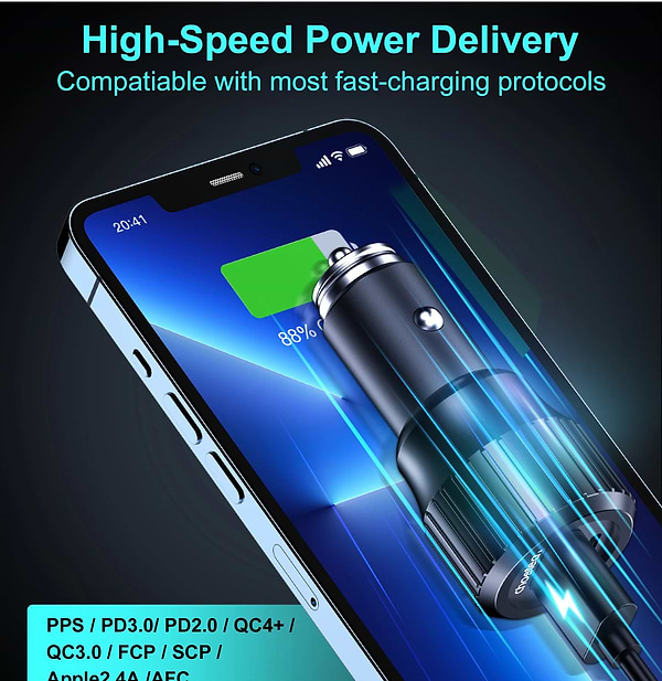 Фото - Автомобільний зарядний пристрій Choetech 1USB Type C 63W 1USB 18W PD3.0 QC3.0 Black (TC0010)