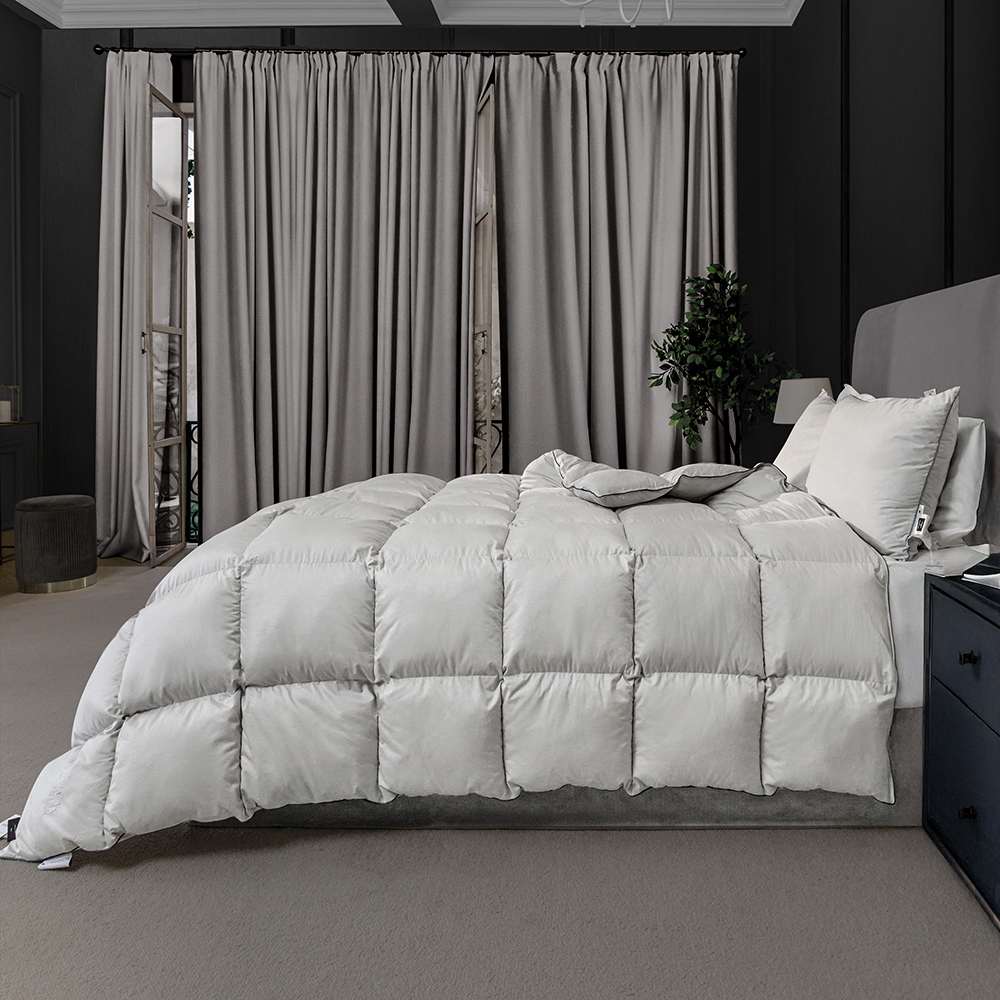 Ковдра демісезонна двоспальна євро MirSon 100% пух Сатин-Преміум пухотримаючий № 065 "Silver Cloud" 220х240 (2200009348761)