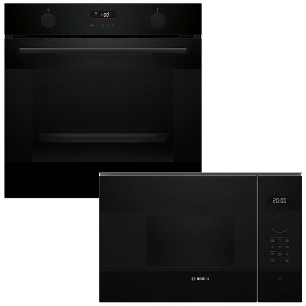 Фото - Комплект техніки Bosch Духова шафа + Мікрохвильова піч вбудована Bosch HUA736EA0T + BFL524MB2