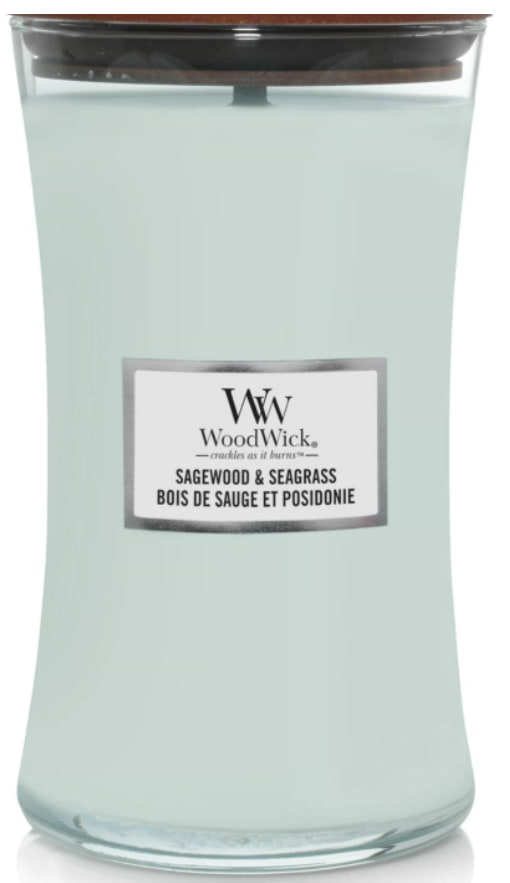Фото - Свічка скло Woodwick Large Sagewood & Seagrass (Полин та Морська трава) 609г (1728619E)