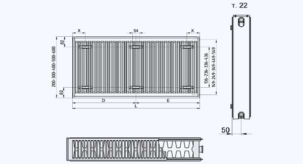 Фото - Радиатор отопления Terra Teknik 22 тип 500х500 бок. подключение