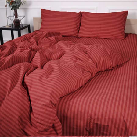 Простирадло двоспальне MirSon Бязь 17-0608 Stripe Red 180x190 см (2200010365511)