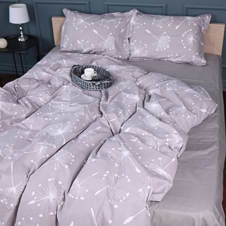 Простирадло двоспальне MirSon Поплін 00-3 Grey Dandelions 180х200 см (2200009701900)