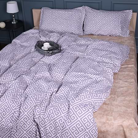 Простирадло двоспальне MirSon Поплін 00-4 Geometry Beige 180х200 см (2200009703164)