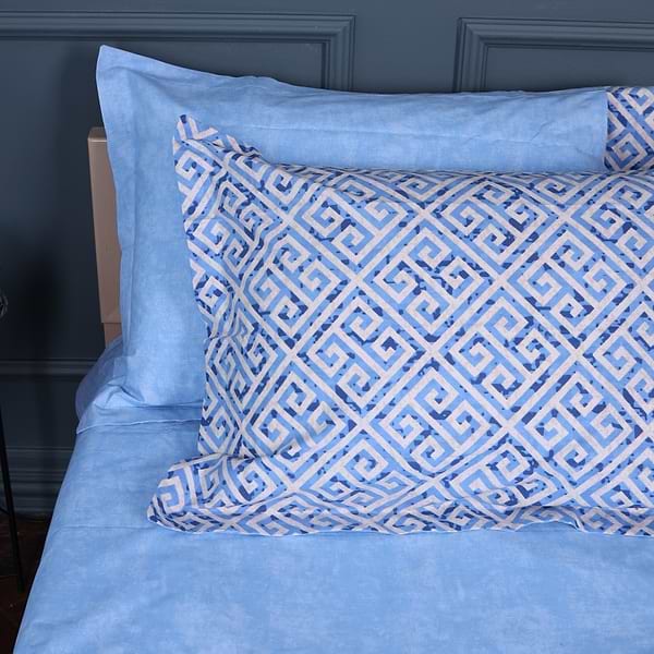 Фото - Простынь двуспальная MirSon Поплин 00-5 Geometry Blue 180х200 см (2200009704437)