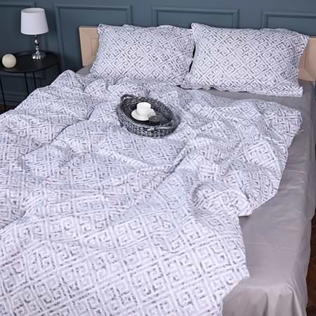 Простирадло двоспальне MirSon Поплін 00-6 Geometry Grey 180х200 см (2200009705717)