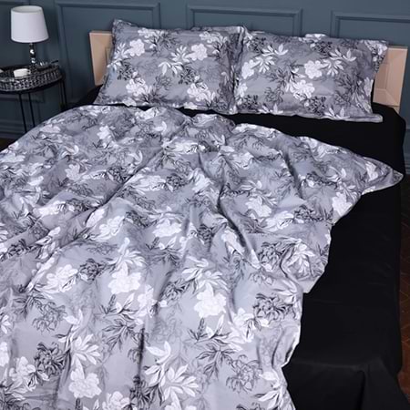 Простирадло двоспальне MirSon Поплін 00-8 Black Flowers 180х190 см (2200009708220)