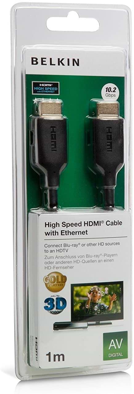 Фото - Кабель HDMI Belkin HDMI (AM/AM) High Speed Ethernet 1m Gold-Plated (F3Y021BT1M)