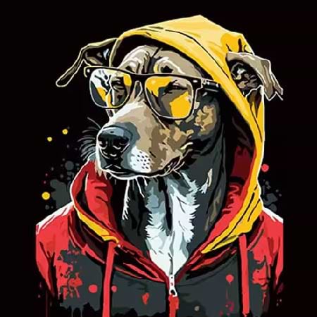 Картина по номерам Strateg Модный пес в стильном образе 40х40 см (AV4040-45)