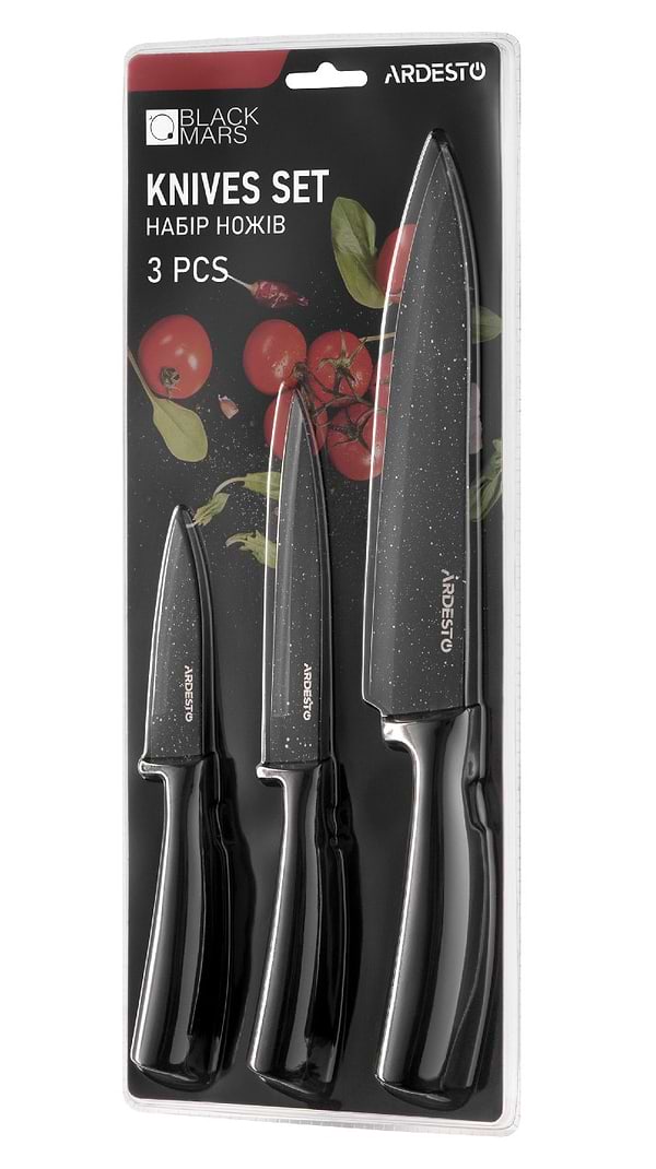 Фото - Набор ножей Ardesto Black Mars 3 пр. (AR2103BB)
