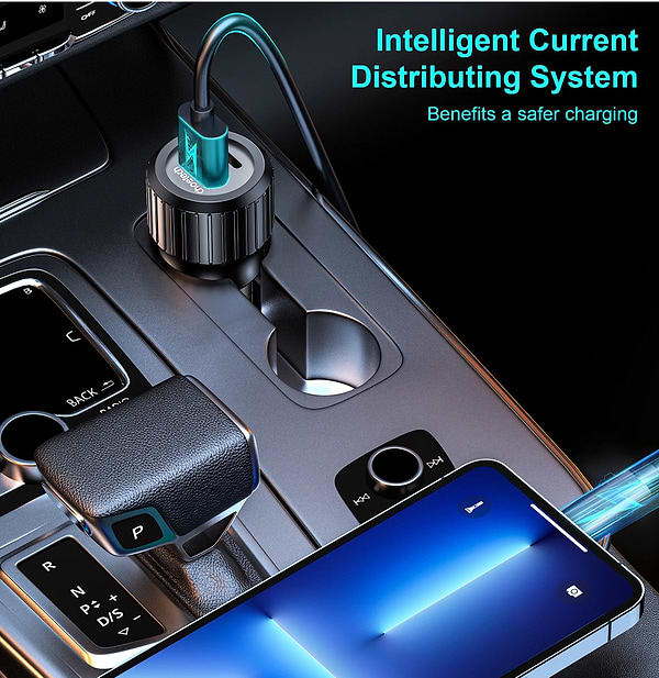 Фото - Автомобільний зарядний пристрій Choetech 1USB Type C 63W 1USB 18W PD3.0 QC3.0 Black (TC0010)