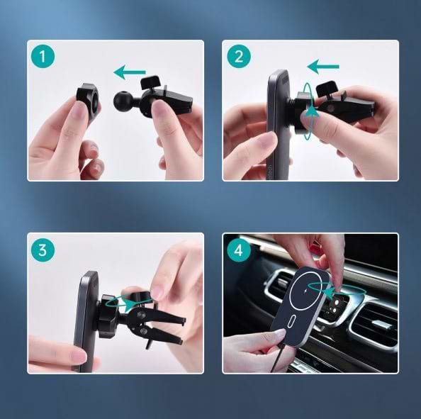 Фото - Автомобільний зарядний пристрій Choetech QI 15W MagSafe Black (T200-F-201BK)