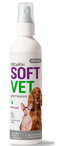Лосьйон для котів і собак ProVET SOFTVET для гігієни вух 300 мл (4823082440115)