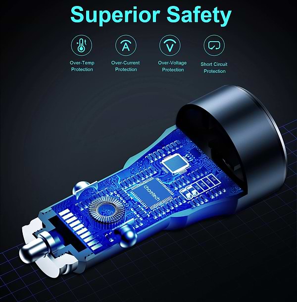 Фото - Автомобільний зарядний пристрій Choetech 1USB Type C 63W 1USB 18W PD3.0 QC3.0 Black (TC0010)