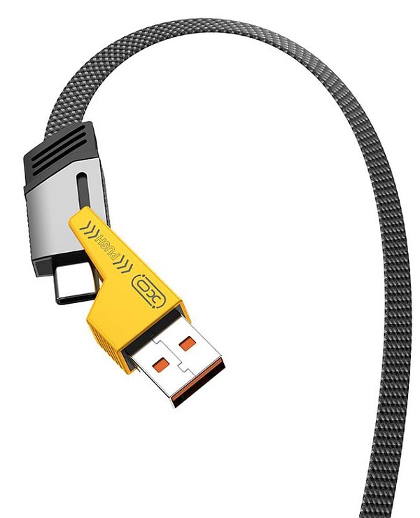 Фото - Кабель синхронізації даних XO Braided Flat Type-C/USB-A to TYPE-C/Lightning 4-in-1 60W 1m (NB283_4-in-1_Black)
