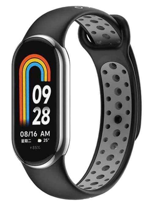 Ремешок для фитнес-браслета BeCover Vents Style for Xiaomi Mi Smart Band 8 Black-Gray (709415)