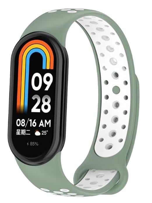Ремінець для фітнес-браслету BeCover Vents Style for Xiaomi Mi Smart Band 8 Pine Green-White (709420)