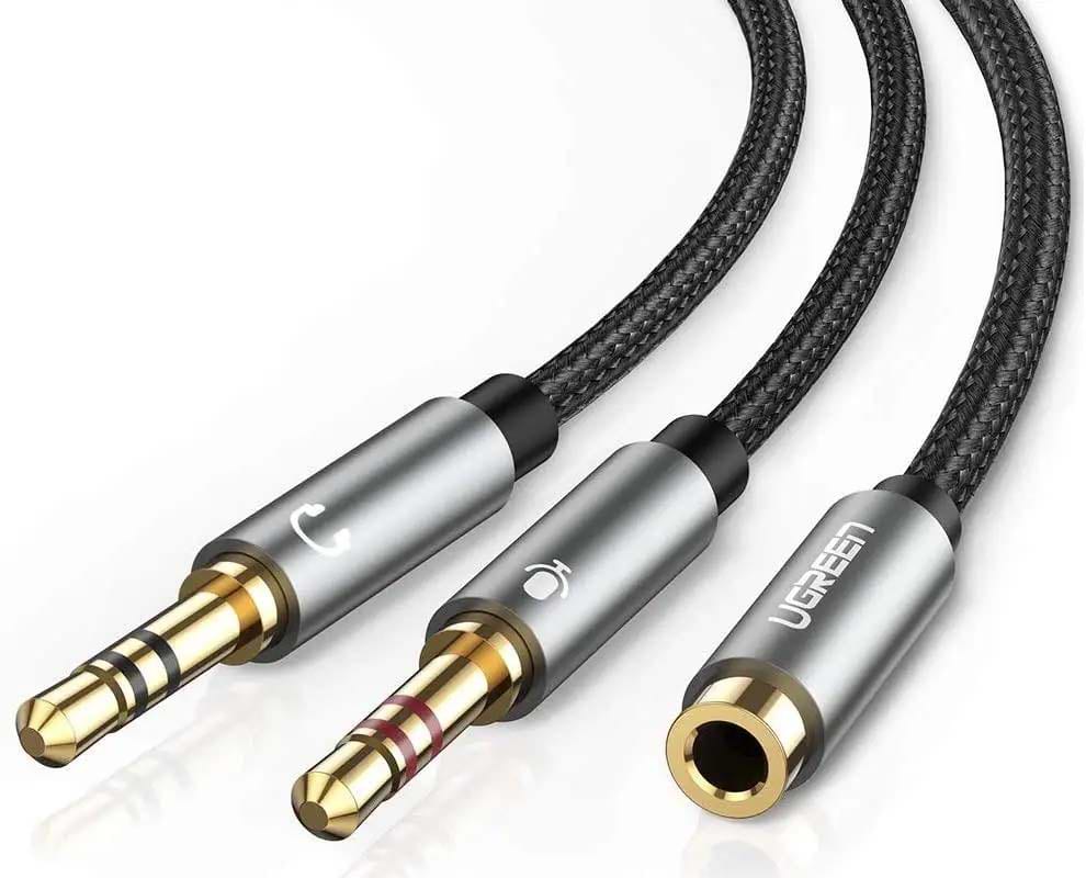 Кабель 3.5 мм -3.5 мм UGREEN AUX 3.5мм TRRS-TRSx2 M/M AV140 (20899) - Фото 1