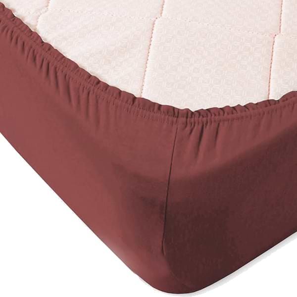 Фото - Простынь полуторная GM Textile на резинке коричневая 160х200х25